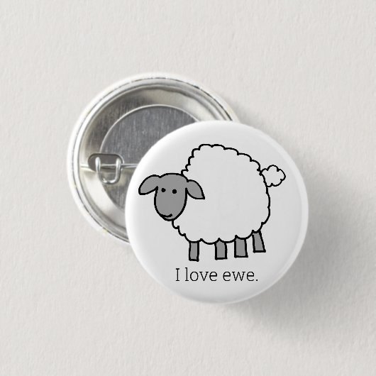 I Love Ewe Sheep Button (Voorkant /achterkant)