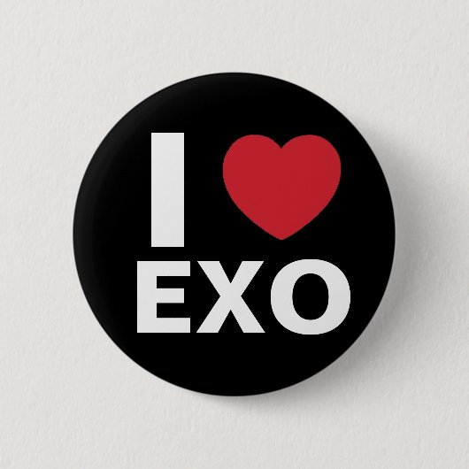 I Love Exo Button (zwart) (Voorkant)