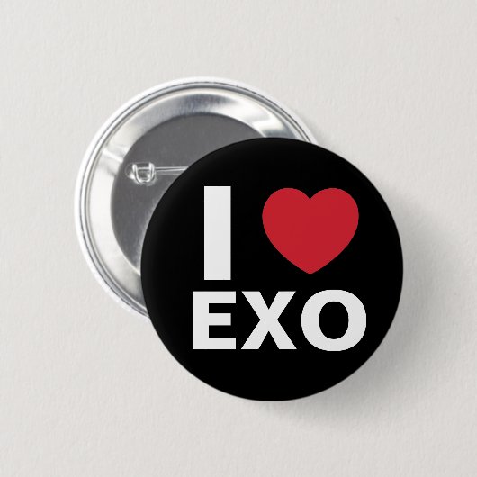 I Love Exo Button (zwart) (Voorkant /achterkant)
