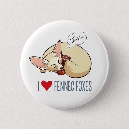 I Love Fennec Foxes - Cartoon Fennec Fox Ronde Button 5,7 Cm (Voorkant)