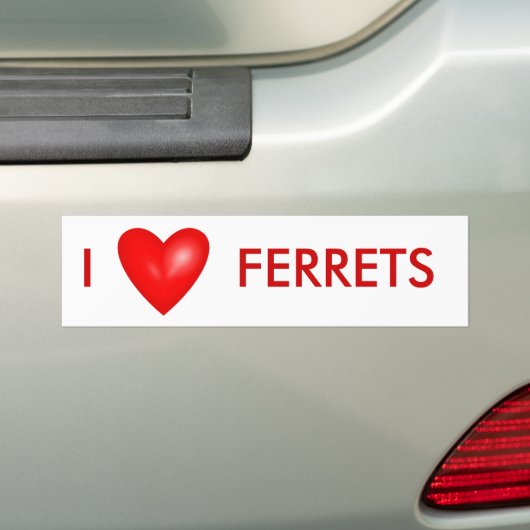 I Love Ferrets with Red Heart Bumpersticker (Op auto)