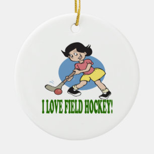 I Love Field Hockey 2 Keramisch Ornament