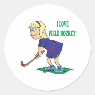I Love Field Hockey Ronde Sticker