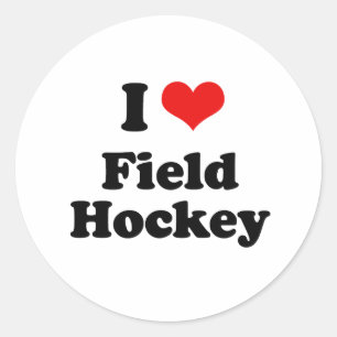 I Love Field Hockey Tshirt Ronde Sticker