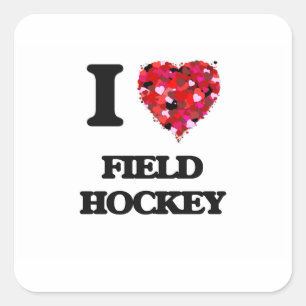 I Love Field Hockey Vierkante Sticker