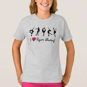 "I Love Figuur Skating" Meisjes T-Shirt/Black & Ro T-shirt
