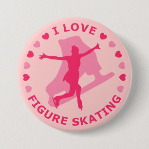 I Love Figuur Skating Ronde Button 7,6 Cm
