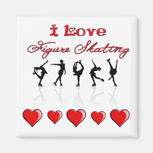 I Love Figuur Skating w/ Hearts & Reflections Magneet
