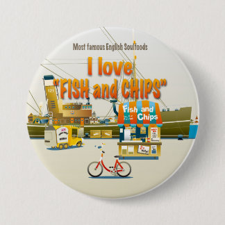 I love FISH & CHIPS Ronde Button 7,6 Cm