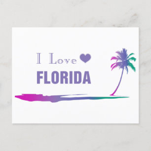 I Love Florida Colorful Paars Briefkaart