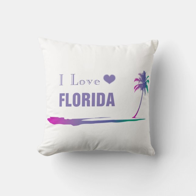 I Love Florida Colorful Paars Kussen (Voorkant)