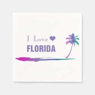 I Love Florida Colorful Paars Servet