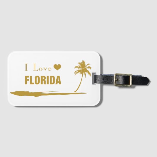 I Love Florida Gold Bagagelabel (Voorkant (horizontaal))
