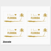 I Love Florida Gold Rechthoekige Sticker (Vel)