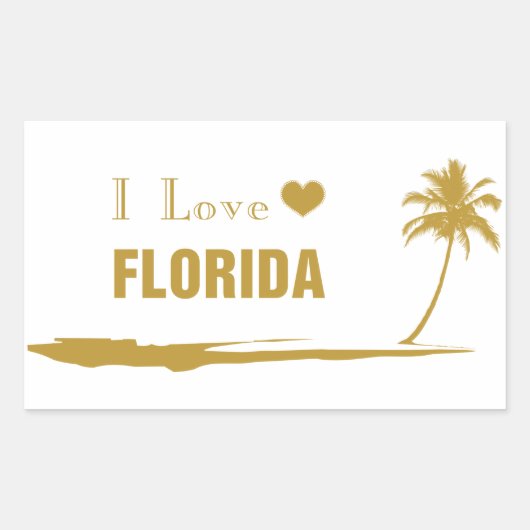 I Love Florida Gold Rechthoekige Sticker (Voorkant)