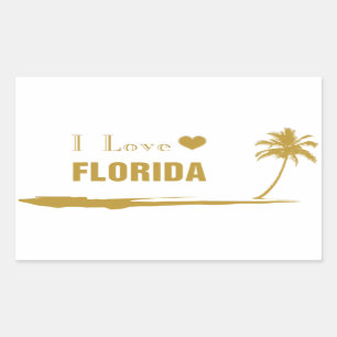 I Love Florida Gold Rechthoekige Sticker