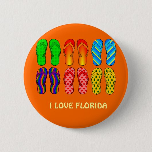 I Love Florida, strand teenslippers design Button (Voorkant)