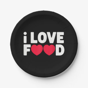 I Love Food Funny Foodie Gift voor mannen Papieren Bordje