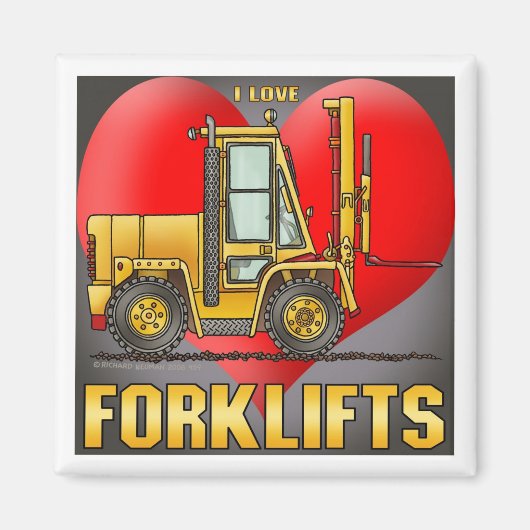 I Love Forklifts Trucks Magnet (Devant)