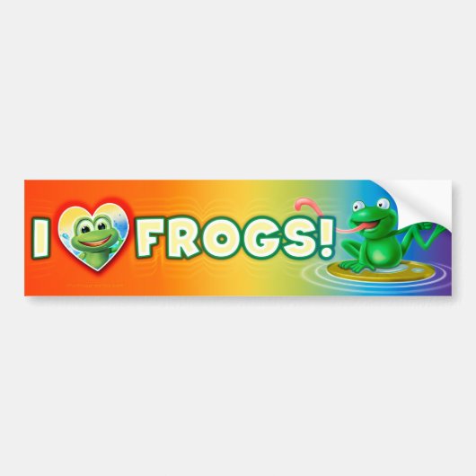 I Love Frogs leuke maffe bumpersticker (Voorkant)
