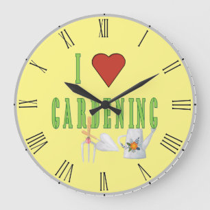 I Love Gardening Illustrated Text Grote Klok
