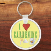 I Love Gardening Illustrated Text Sleutelhanger (Voorkant)