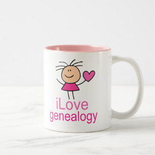 I Love Genealoy T-shirt Gift Tweekleurige Koffiemok