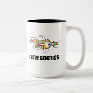 I Love Genetics (DNA Replication) Tweekleurige Koffiemok