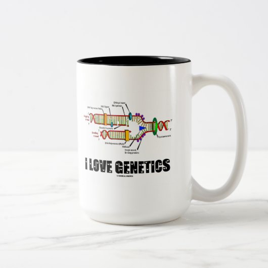 I Love Genetics (DNA Replication) Tweekleurige Koffiemok (Rechts)