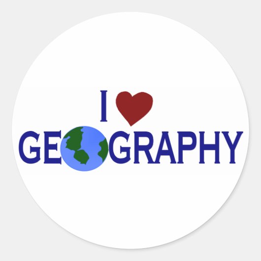 I Love Geography Ronde Sticker (Voorkant)