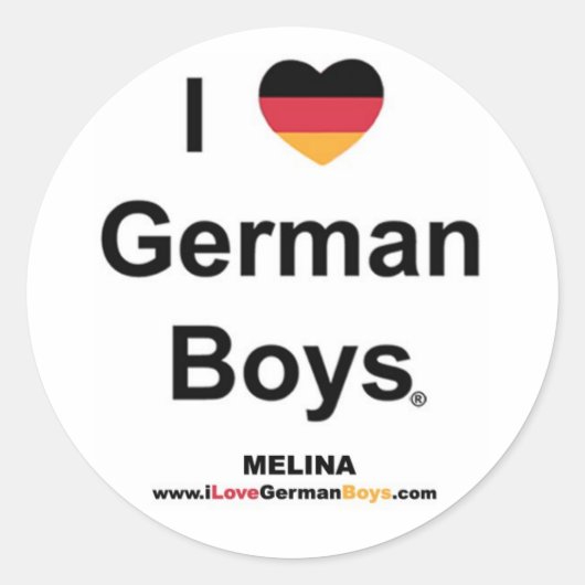 I Love German Boys Ronde Sticker (Voorkant)