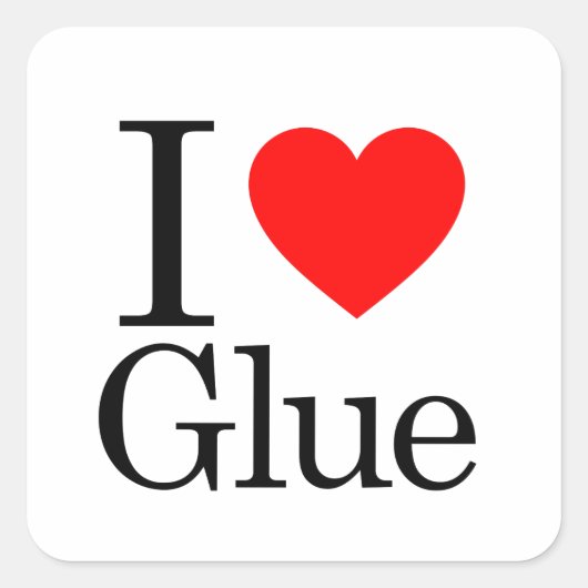 I Love Glue Vierkante Sticker (Voorkant)