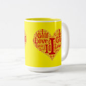 I Love Golf - Mug à café à deux tons (Devant droit)