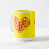I Love Golf - Mug à café à deux tons (Devant gauche)