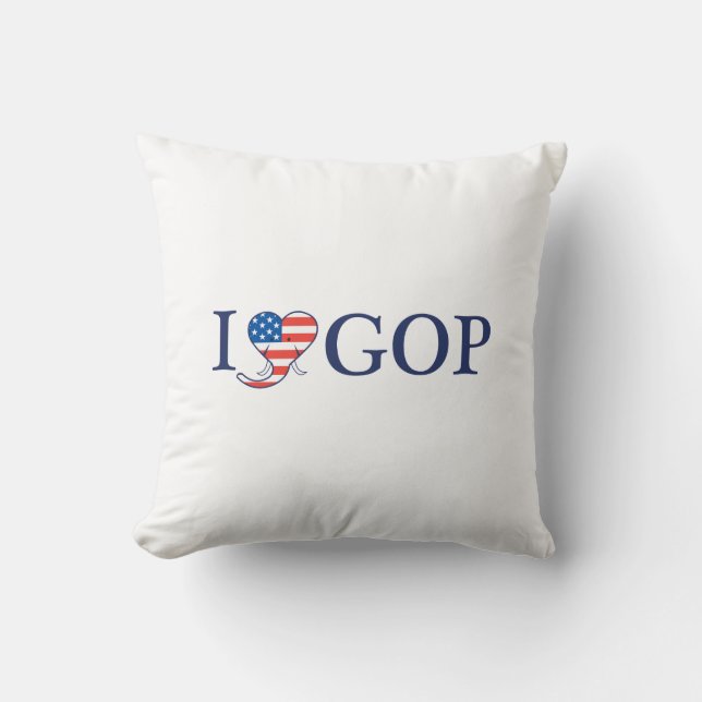 "I Love GOP" 16 x 16" Pillow. Kussen (Voorkant)
