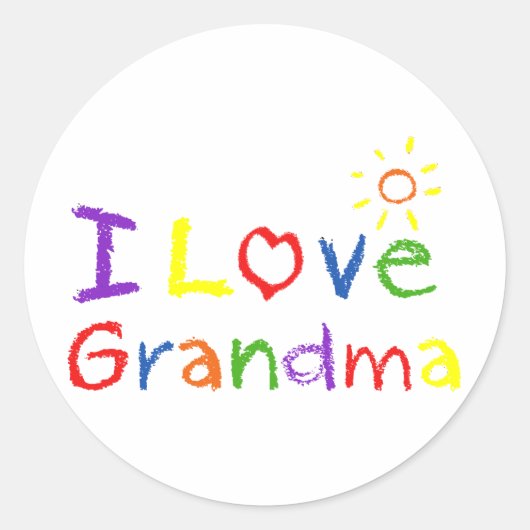 I Love Grandma Ronde Sticker (Voorkant)