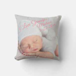 I Love Grandpa Personalized Birth Photo Kussen