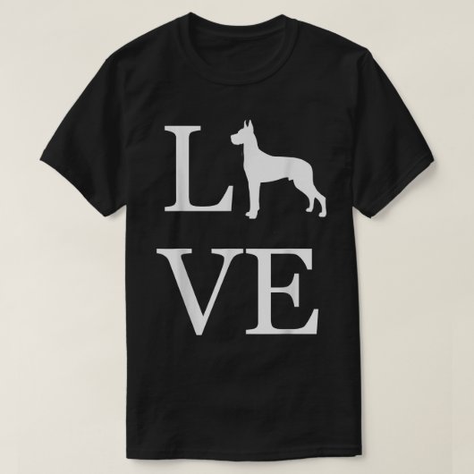 I Love Great Dane Dog Lover White Graphic Design P T-shirt (Design voorkant)