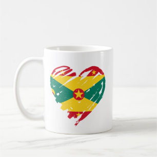 I Love Grenada - Grenadian Flag Heart Shape Koffiemok