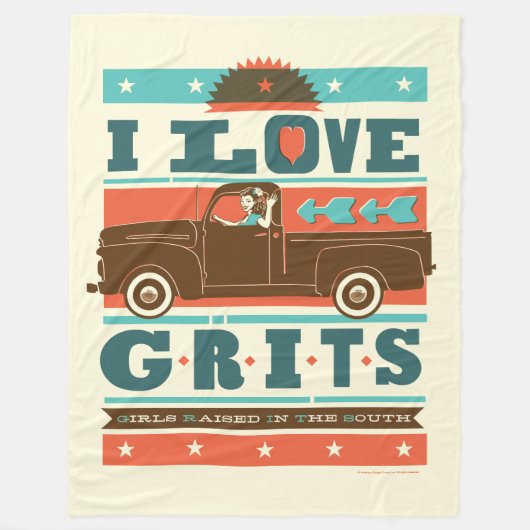 I Love Grits Fleece Deken (Voorkant)