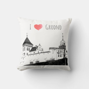I Love Grodno Belarus Architecture Sketch Castle Kussen