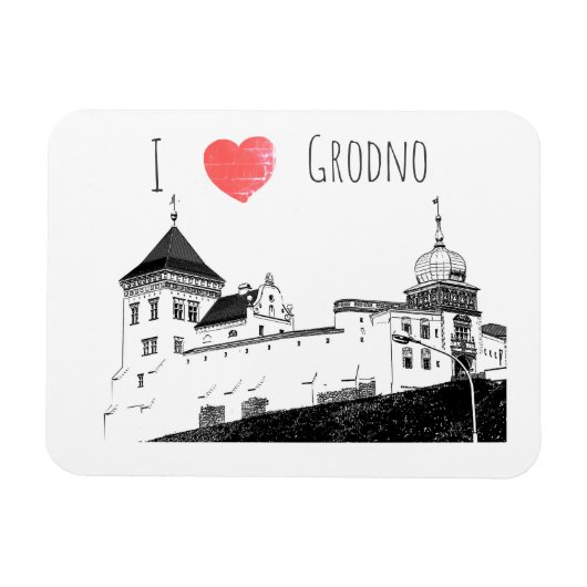 I Love Grodno Belarus Architecture Sketch Castle Magneet (Horizontaal)