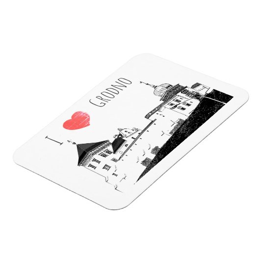 I Love Grodno Belarus Architecture Sketch Castle Magneet (Linkerzijde)