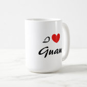 I Love Guam Heart Typography Coffee Mug (Devant droit)