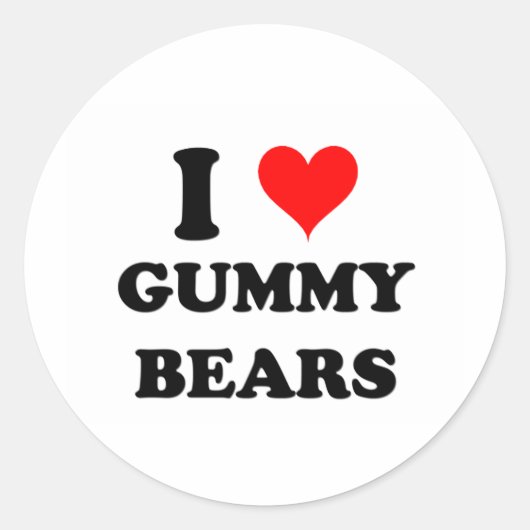 I Love Gummy Beren Ronde Sticker (Voorkant)