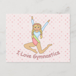 I Love Gymnastics Blonde Briefkaart