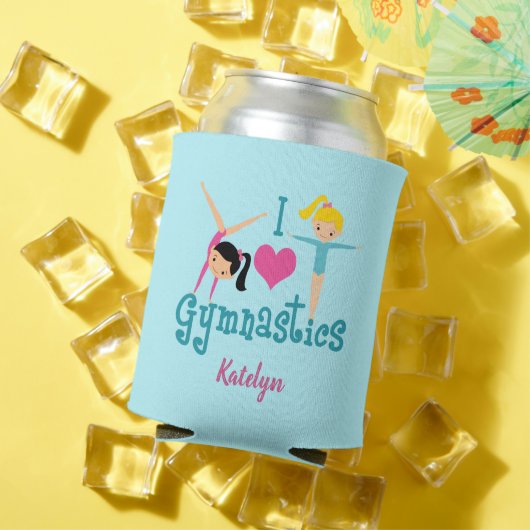 I Love Gymnastics Cute Custom Kinder Monogram Blikjeskoeler (Insitu Zomer)