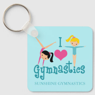 I Love Gymnastics Cute Gymnast Personated Blauwgro Sleutelhanger