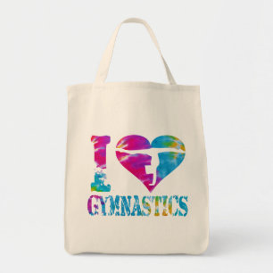 I Love Gymnastics Dance Cheer Organic Grocery Bag Tote Bag
