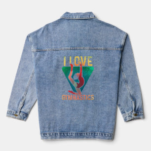 I Love Gymnastics Gymnast Tumbling Team Gymnastic Denim Jacket